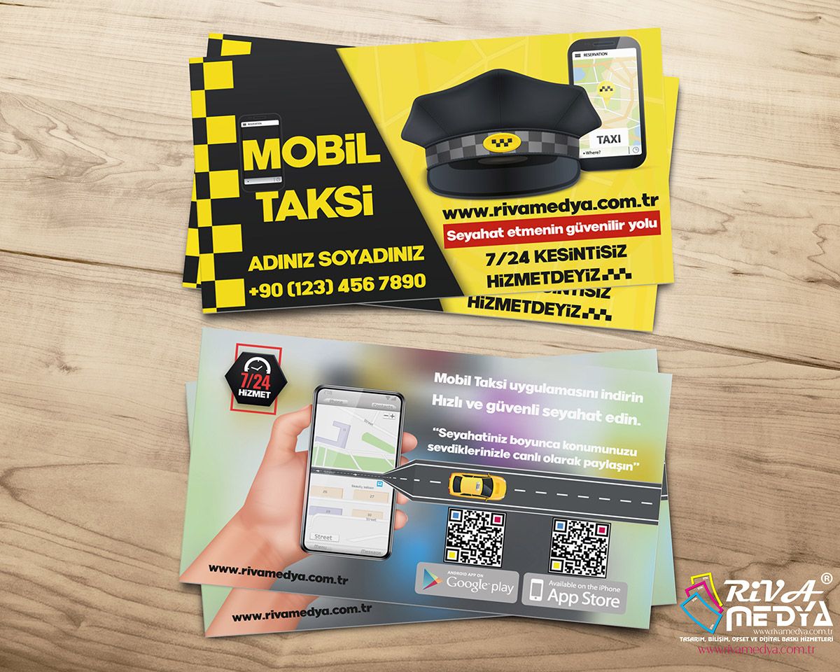 Mobil Taksi Kartvizit - Hazır Kartvizit Tasarımı