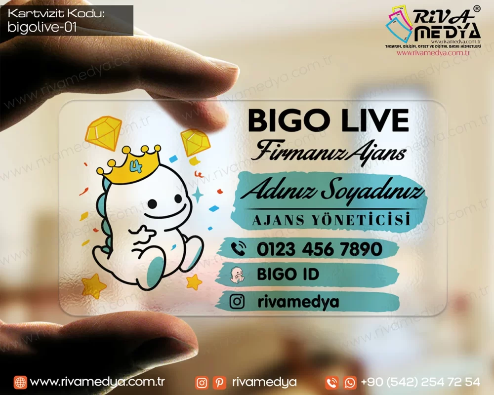 Bigo Live Ajansı Şeffaf Kartvizit Örneği