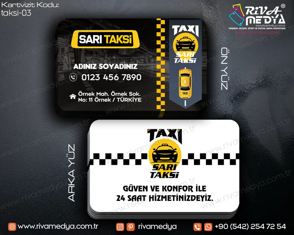 Modern Sarı Taksi Kartvizit Örneği